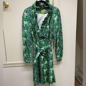 Elizabeth McKay Ruffle Wrap Silk Dress Size 6